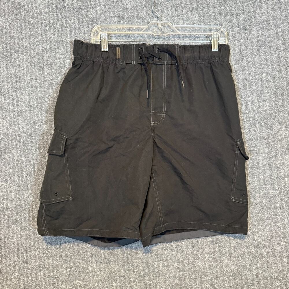 Ron Jon Surf Shop Shorts‎ Mens Large Black Cargo Mesh Swim Trunks Beach NEW